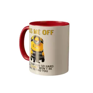 Piss Me Off Minion Cup - Funny Sarcastic Mug for Office Decor & Unique Gift - Two-Tone Design for Humor Lovers, Mug 11oz