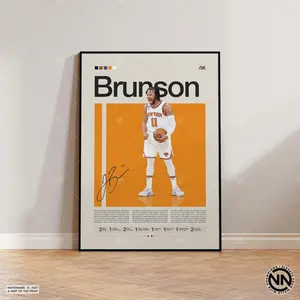 Jalen Brunson Poster, New York Knicks, NBA Poster, Sports Poster, Mid Century Modern, NBA Fans, Basketball Gift, Sports Bedroom Posters