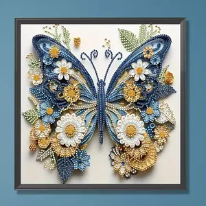 Butterfly Pattern DIY Diamond Arts Colorful Painting Kit without Frame, DIY 5D Diamond Arts Colorful Painting Kit, Wall Art Decor for Home