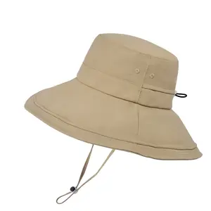 Unisex Spring Summer Outdoor Sun Protection Bucket Hat, Solid Color Wide Brim Quick-Dry Waterproof Fishing Hat for Men & Women