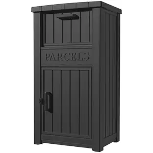 Outdoor Plastic Delivery Box, Weatherproof Oversized Parcel Storage Bin with Lockable Design, Patio Waterproof Package Container for Porch Backyard Garden