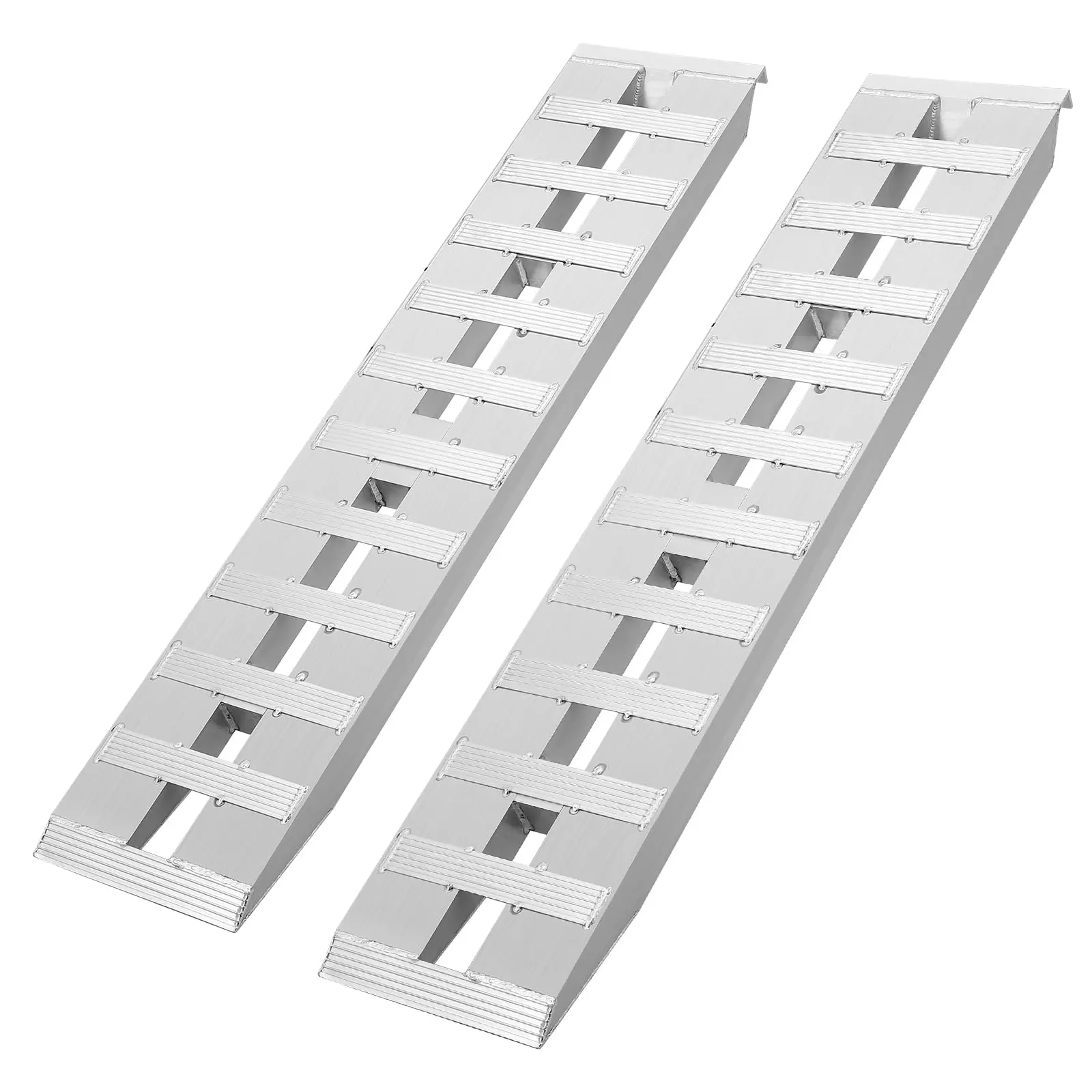 Garvee Heavy-Duty Aluminum Loading Ramps with Top Hook, 6000 lbs Capacity, Solid Beams, Thick Cross Rungs, 3 Cross-Support Tubes, Tightly Spaced Tread Grooves, 60" L x 14" W x 6" H, Set of 2 for Motorcycle, ATV/UTV, Three Cross-Support Tubes