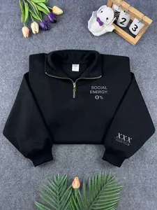 Social Energy 0% Quarter Zip Sweatshirt – Funny Introvert Hoodie, Cozy Streetwear Fit