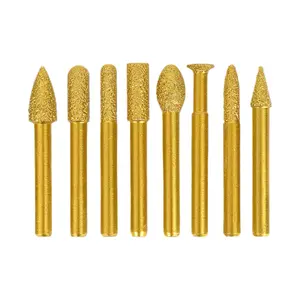 Brazed diamond grinding head with cast iron round shank for polishing marble, jade carving, milling, and ceramic grinding