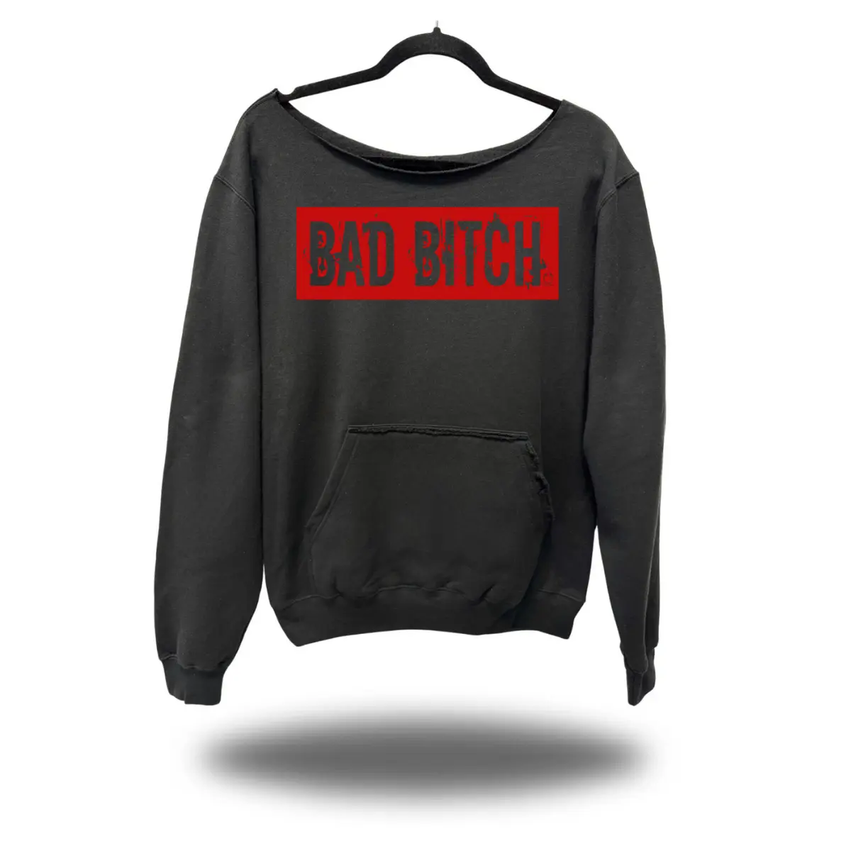BAD BITCH ROAD RASH DIAMOND CROSS BLACK WIDENECK SWEATSHIRT