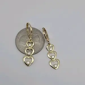 Heart's fashion earrings beautiful design long style gold-plated