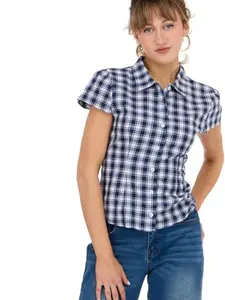 Forever 21 Women's Poplin Button Down Collard Shirt
