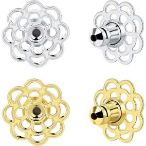 Earring Backs for Droopy Ears 4PCS Flower Shape Earring Support Backs Replacements for Heavy Earrings Tight Locking Earring Backs for Studs Large Pierced Lifter Backings Mixed Color