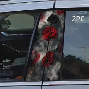 2pcs Rose Car B Pillar Stickers, Universal Car Body Decoration, Waterproof and Scratch-Resistant, Durable Vinyl Material