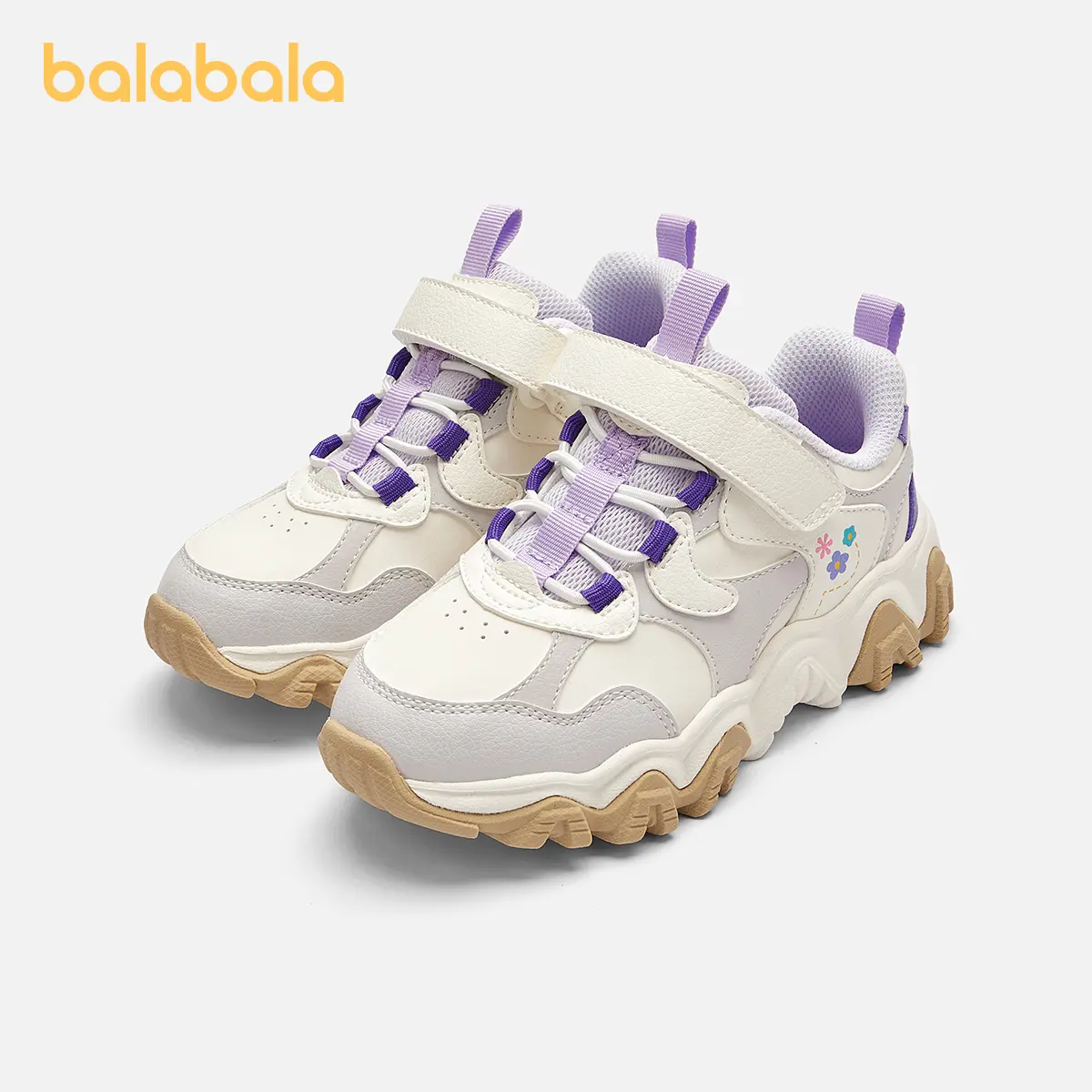 balabala Kids' Chunky Synthetic Sneakers, Boys & Girls' Breathable Trainer Footwear with a Wavy Sole and Easy Velcro Strap, Rubber, Round Toe, Playground, 3 - 4 Years, Chunky Look, Casual Trendy Trainers, Thick Soled Trainers