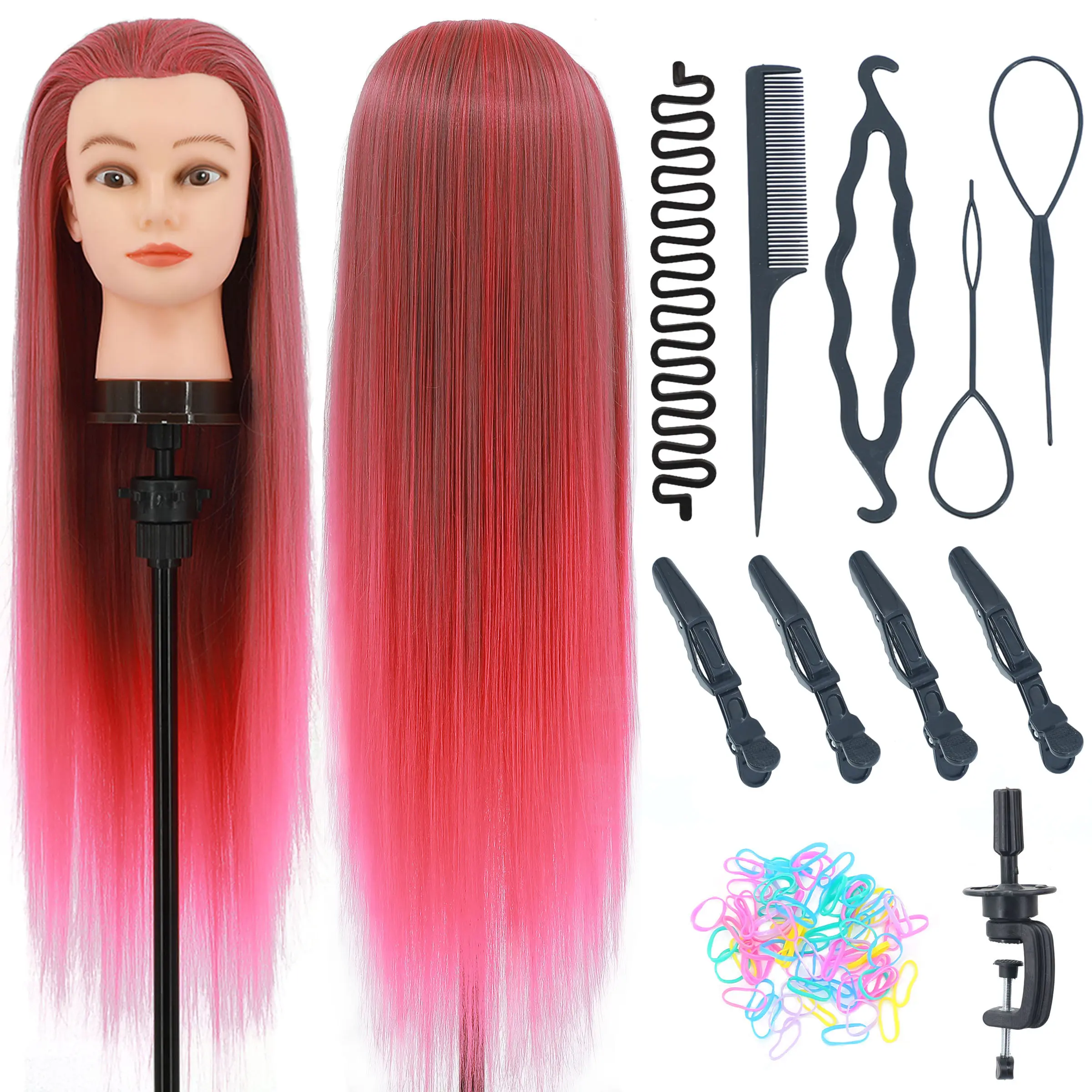 Mannequin Head with Hair, Doll Head for Hair Styling Training, Manikin Practice Cosmetology, Braiding Heads with Clamp Holder, Wig Mannequin, Wig Styling Equipment