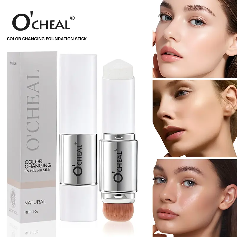 Color-Changing Foundation Stick, Moisturizing Bb Cream, Hydrating, Cosmetic, Medium Coverage, Long-Lasting Oil Control, Matte Finish, Waterproof, 3 Shades, Christmas Gift