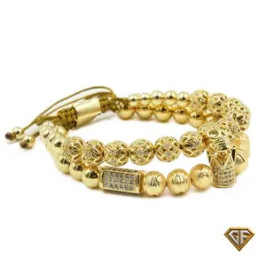 Men’s Crown Skull Bracelet | King Charm Bracelet | Skull Bracelet Set | Adjustable Stainless Steel bracelet | Crown and Skull Bracelets Mens Christmas GIft