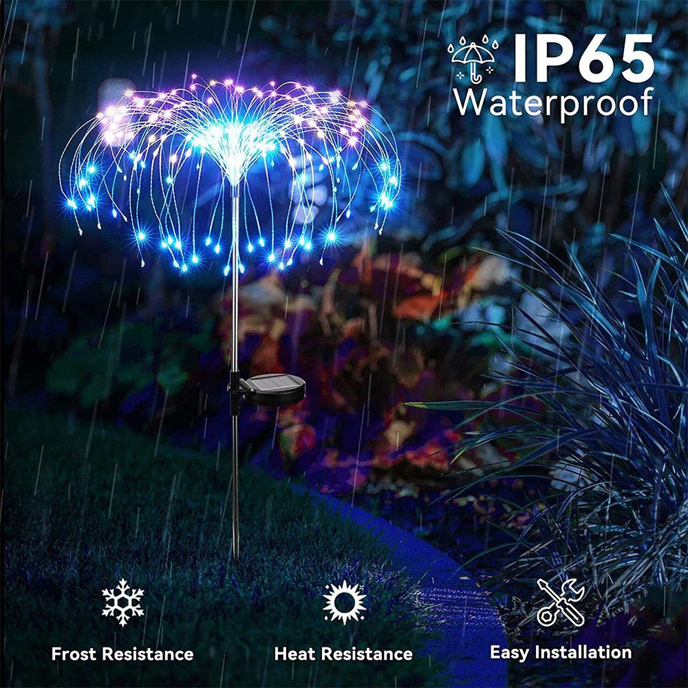 2 PCS Solar Firework String Lights, Outdoor 120-LED 40 Copper Wires Solar-Powered DIY Garden Decorative Lights for Walkway, Christmas Parties, Backyard Home Improvement Decor (Colorful)