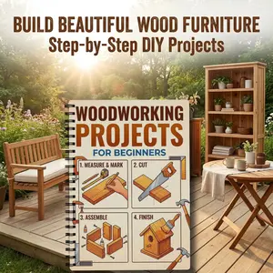 Woodworking Projects for Beginners - Step-by-Step DIY Woodworking Guide Book, Easy-to-Follow Wood Craft Plans for Newbies, Home & Garden Furniture Projects