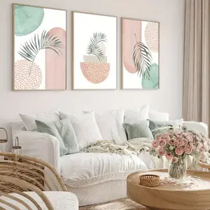 3pcs Wooden Frame Blush Art Print Bohemian Wall Canvas Modern Nordic Poster Minimalist Living Room Corridor Decor Wall Art Decoration