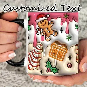 2026  Holiday Gingerbread Man And Tree 3D Ceramic Mug - Perfect for Coffee, Tea, And Cocoa, 11 Ounces - an Ideal Holiday Gift, The Mug Can Be Customized with a Personal Message