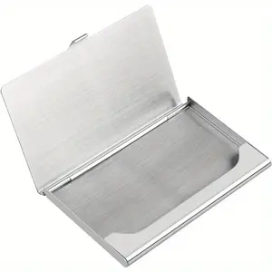 Thin Business Card Holder for Men and Women, Pocket Metal Card Case, Stainless Steel Material, Snap Button Closure