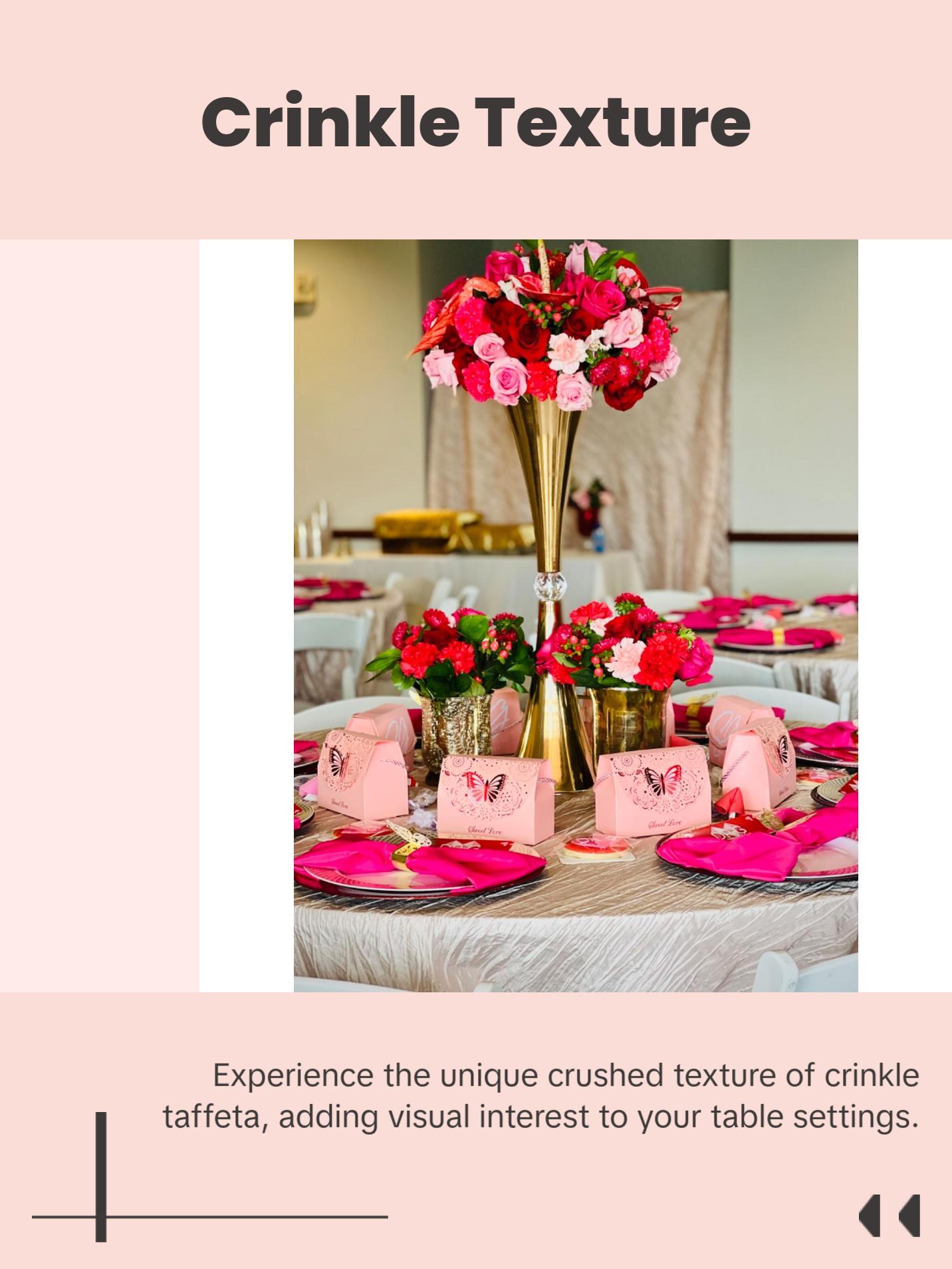 132 inch Crinkle Taffeta Round Tablecloth Blush