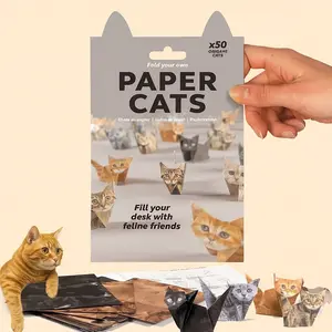 DIY Paper Cats Origami Kit 50 Sheets 3D Folding Craft Set Fun and Relaxing Handicraft Activity Cute Desk Decoration Perfect Gift for Kids Adults Pet Lovers Educational Toy to Improve Hand Eye Coordination Creativity and 3D Thinking Skills