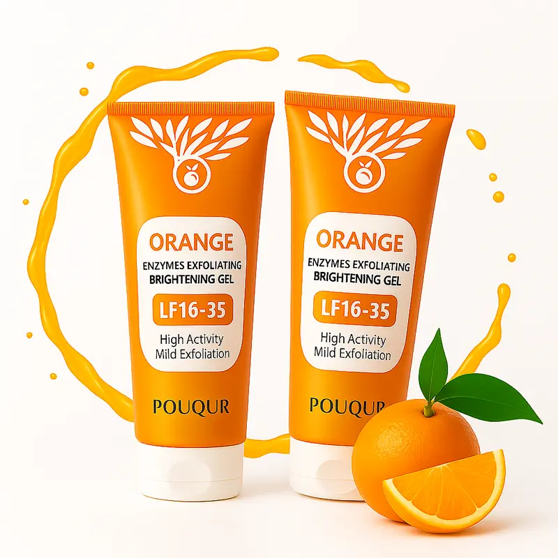 Vitamin C Orange Exfoliating Gel, Alcohol-Free Peeling Solution - Skin-Safe Body Peels, Body Scrub, Deep Clean Brightener, Gentle Daily Natural Skincare for Face+Body Use, Dead Skin Remover