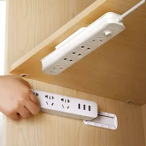 10pcs Space-Saving Wall-Mount Power Strip Holder 10pcs Easy Install Hooks, Casual Style, Home & Office Organizer