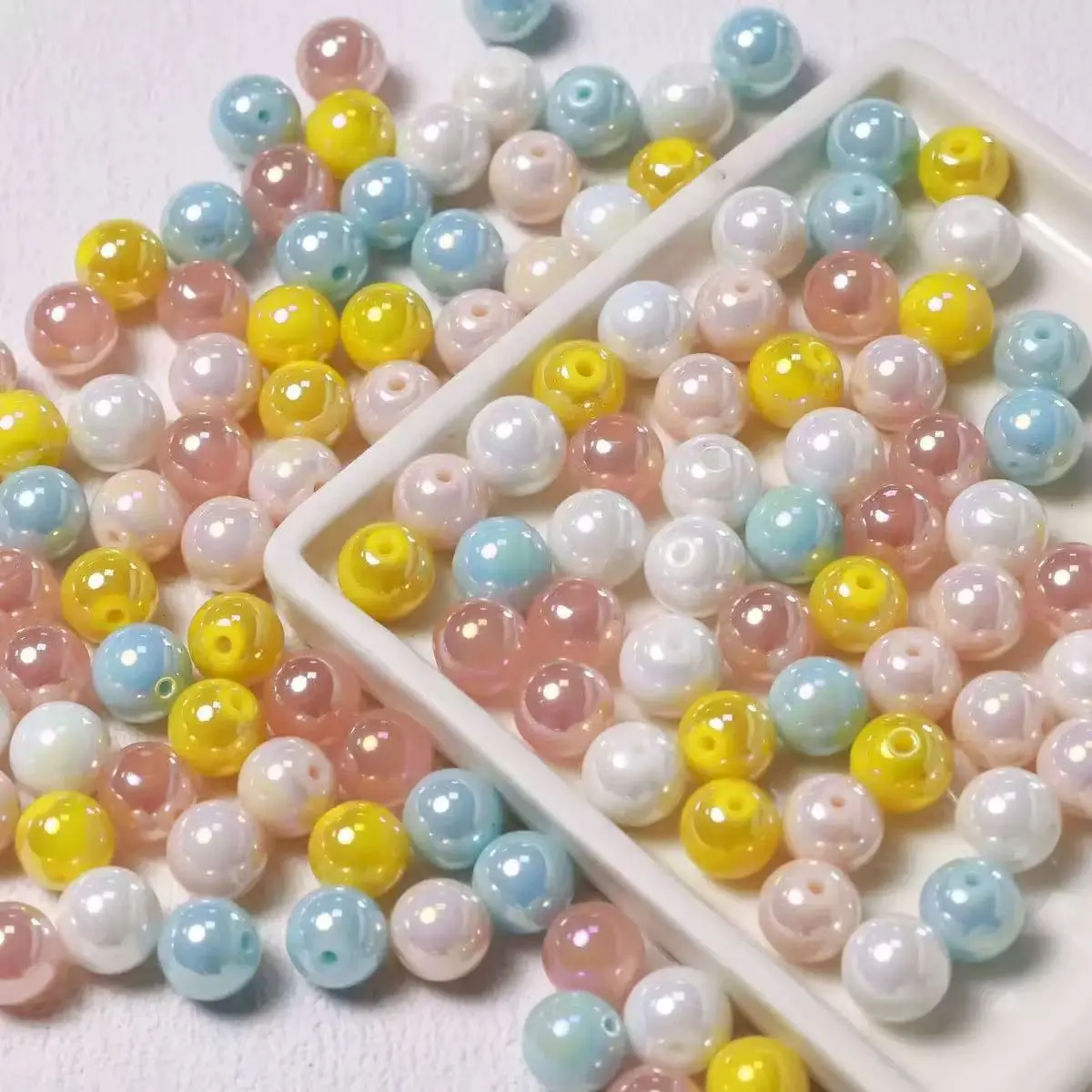 Vesta-A64-Mixed Candy Color Crystal Glass Round Beads Bracelet Phone Chain