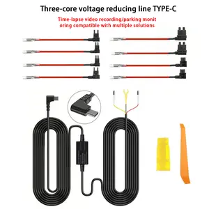 GYIOEUPT Dash Cam Hardwire Kit for Continuous Parking Surveillance, Discreet Power Cable, Low-Voltage Protection, 3.5A High Current, Compatible with Type-C, No Battery Required