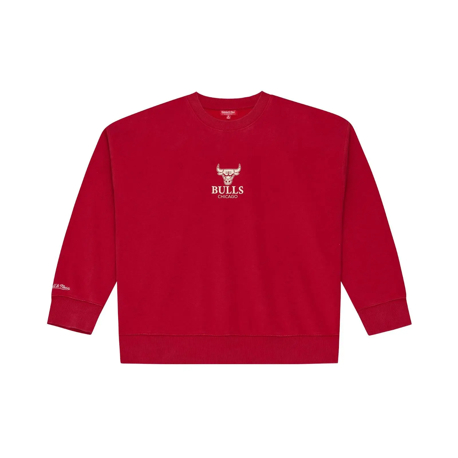Women's Chicago Bulls Red Core Essentials Lightweight Sweatshirt NBA Throwback Crewneck Vintage Fan Gear Mitchell & Ness