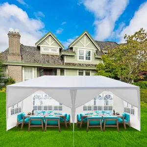 10'x20' Outdoor Party Tent with 4 Removable Sidewalls, Waterproof Canopy Patio Wedding Gazebo, White tent  for  parties