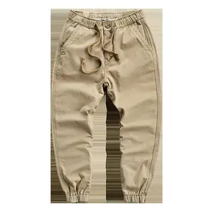 Menswear Cotton-Polyester Fabric Trousers, Versatile Wear-Resistant Solid Color Work-Casual Men's Cargo Pants