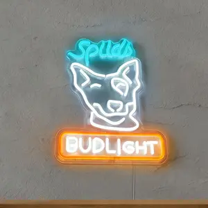 Dog Head Acrylic Neon Lamp, USB Powered Dimmable, Perfect for Gaming Room Parties, St Patrick's Day, Home Bar, Birthday Gift