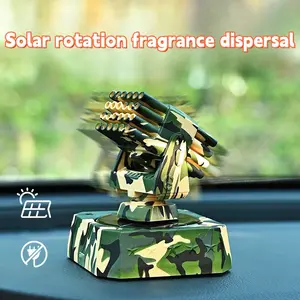 Rotating Military-Tech Car Freshener | Solar-Powered, AA-Gun Design. Light-Seeking Rotation Accelerates Scent, A Soothing Companion on the Road