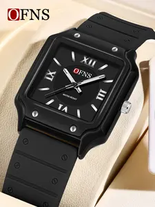 1Pcs brand fashionable square women's watch waterproof, soft and comfortable silicone strap women's watch, elegant watch suitable for women, casual women's watch, quartz simulated lady watch, suitable for mothers, daughters, female friends' birthday gifts