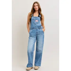 Judy Blue High Waist Rigid Magic Column Overall Denim Jeans 881111, Polyester, Spandex