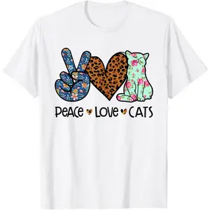 Peace Love Cats Kitty Cat lover T-Shirt for Men Women