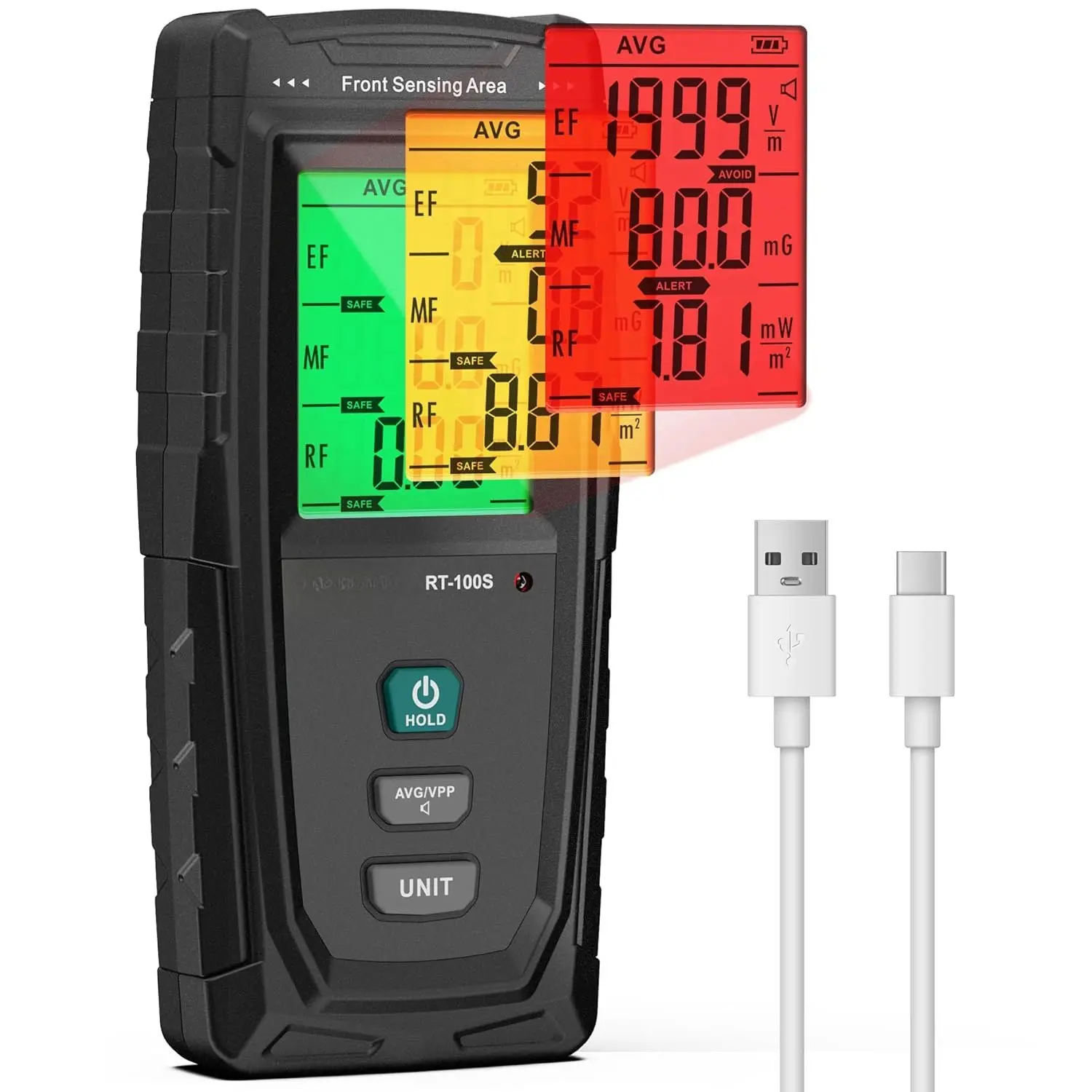3 in 1 EMF Detector, Electromagnetic Field  Detector for EF, RF, MF, WiFi,5G Signal,Triple  Modes, Type-C , EMF Meter for Home, Office, and Paranormal Investigation