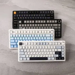 EPOMAKER x AULA F75 75% Hot-Swappable Gasket-Mounted Wireless Mechanical Keyboard with Five-Layer Padding&Knob,  RGB Backlit Tri-Mode USB-C/BT 5.0/2.4GHz Gaming accessories Creamy Keyboard for Office PC