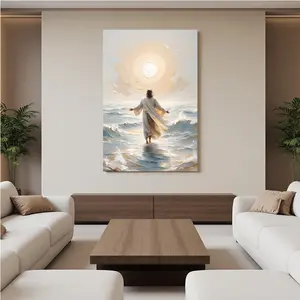 Jesus Christ Walking on Water Christian Faith Art A New Day A New Miracle Jesus Water Art Digital Bible Art Religious Ornaments Decoration for Home Decor Enhance Your Space Modern Twist    wall decor  dopamine decor poster Traditional Wrapped Framed