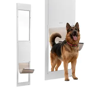 VEVOR Dog Door for Sliding Glass Door, Adjustable Height from 91 to 96 inches, Aluminum Alloy Frame with Metal Rotating Hinges, Lock Design, 13 5/8 x 23 5/8 inches Flap, Sliding Glass Pet Door for Renters