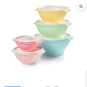 Tupperware Heritage Pastel Set of 5 Multicolor Food Storage Containers with Airtight Lids for Kitchen Organization