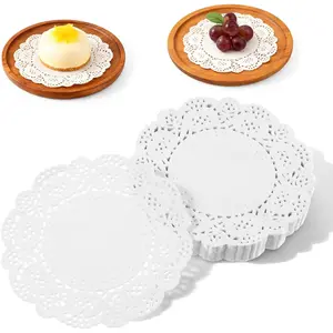 200 Pcs 3.5 Inch Lace Round Disposable White Paper Doilies Placemats for Plates Tables Dessert Trays Party Craft Wedding & Birthday Cake Decorations