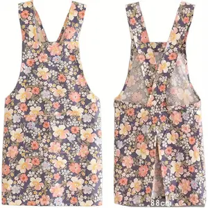 2 Pack Aprons for Women Japanese Cotton Cross Back Aprons with Pockets for Women Cover Linen