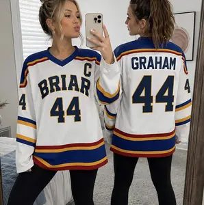 Custom Briar University Hawks Hockey Jersey, Garrett Graham 44 Hockey Romance Jersey, Off Campus Bookish Apparel, Logan, Di Laurentis Tucker
