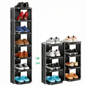 8-Tier Vertical Plastic Shoe Rack, Freestanding Stackable Storage Organizer, Ideal for Small Closets & Tight Spaces, Durable Design