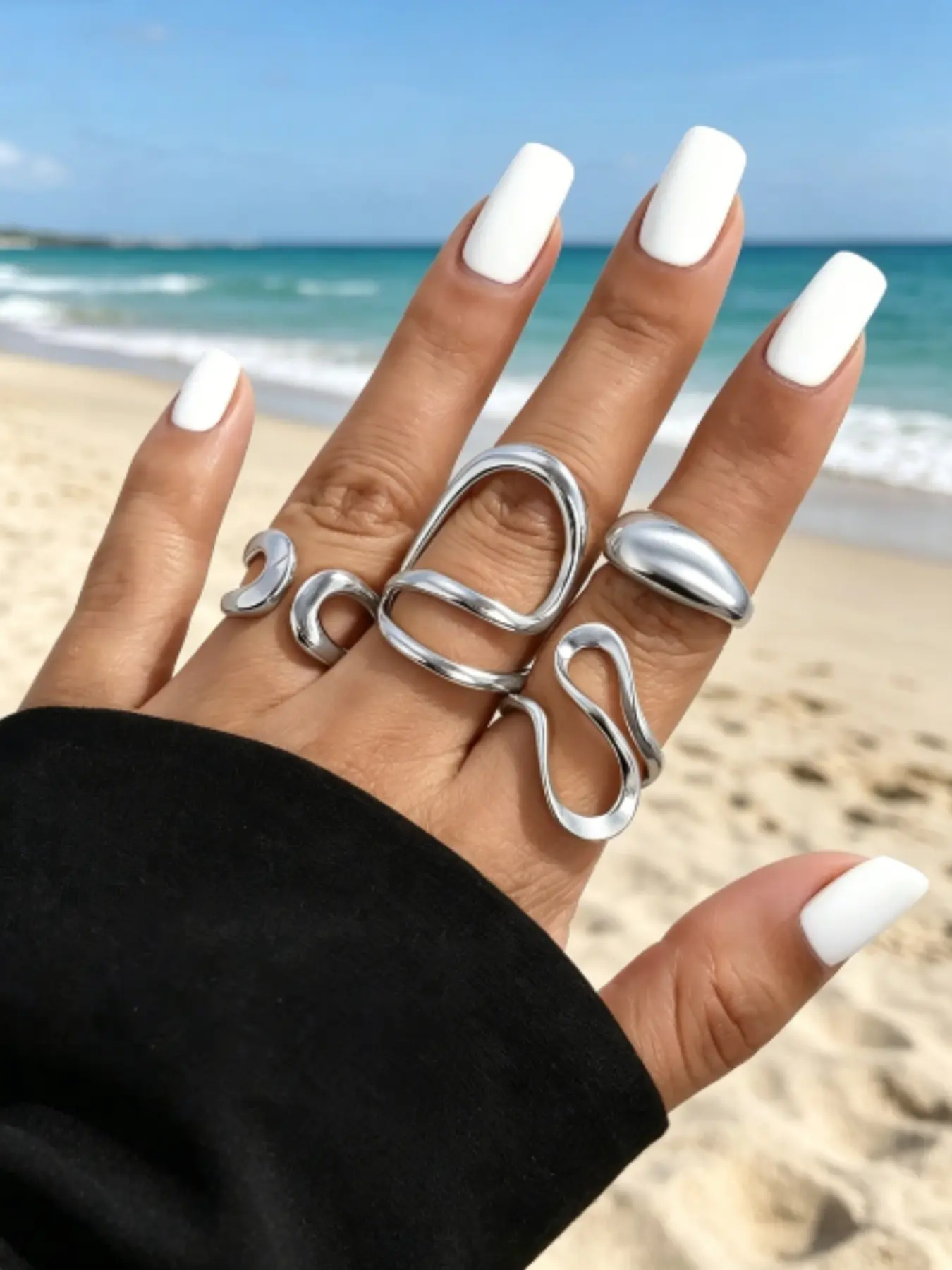 Fashion Geometric Design Irregular Ring Set, Daily Wear Jewelry, Perfect Gift Idea, Stylish Accessory for Women and Men, Fashion Rings, Asymmetrical Rings, Stackable Finger Rings