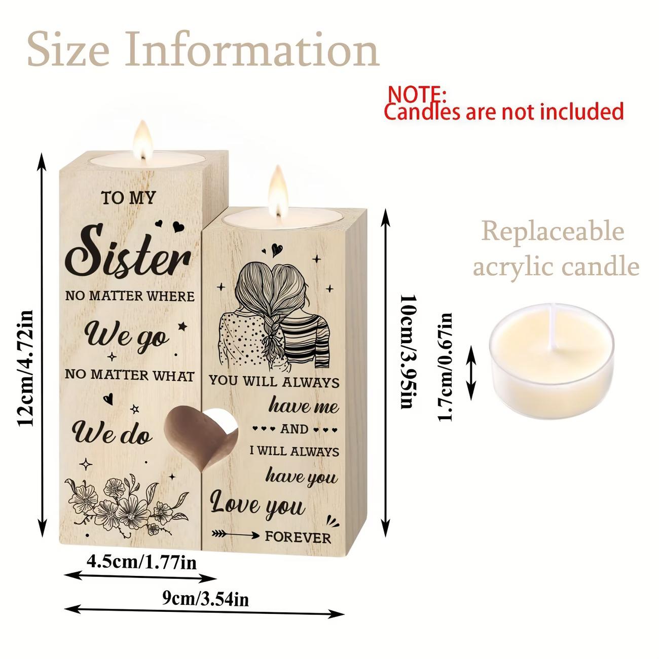 To My Sister Wooden Candle Holder, Sister Gifts from Sister, Heart-Shaped Candle Stand for Home Decor, Birthday Christmas Gifts for Sister To My Sister Wooden Candle Holder, Sister Gifts from Sister, Heart-Shaped Candle Stand for Home Decor, Birthday Christmas Gifts for Sister