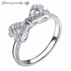 Classic bow-shaped cubic zirconia women’s ring — an ideal gift for your partner or best friend; suitable for parties and everyday wear; sizes 5–10.