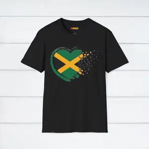 Jamaica Flag Heart T-Shirt - Unique African Heritage - Reggae T-Shirt