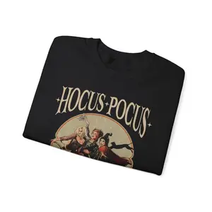 Hocus Pocus Vintage Sweatshirt in Black Crewneck Cotton Unisex Comfy Sweatshirt, Hoodie, Comfort Colors